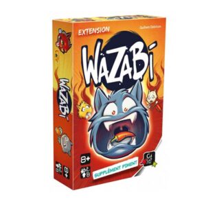 Un peu plus de piment et d'interactivité pour ce grand classique des jeux tout public ! Dans cette extension, de nouveaux dés et des nouvelles cartes vont venir épicer un peu plus votre jeu. Découvrez de nouveaux effet et soyez bien attentif durant le tour des autres joueurs. Partagez encore plus le plaisir de déguster Wazabi : grâce à cette extension il est dorénavant possible de jouer jusqu'à 8 joueurs !