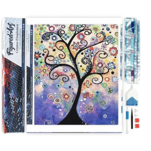 Broderie Diamant - Arbre coloré