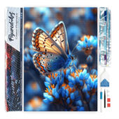 Broderie diamant - Papillons et fleurs bleues