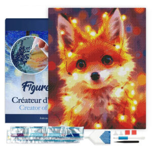 Broderie Diamant - Petit renard et guirlande éclairée