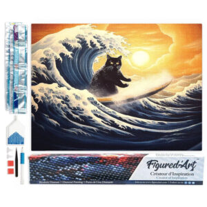 Broderie Diamant - La vague du chat noir