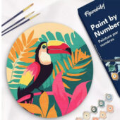 Peinture sur disque en bois - Toucan