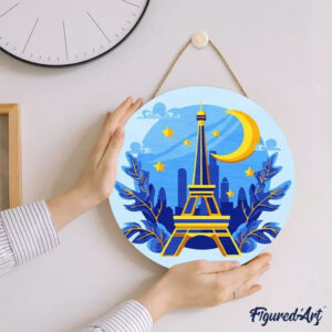 Peinture au Numéro sur disque en bois - Tour EIffel – Image 2