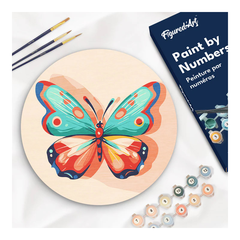 Peinture au numéro - Papillon - Disque sur bois