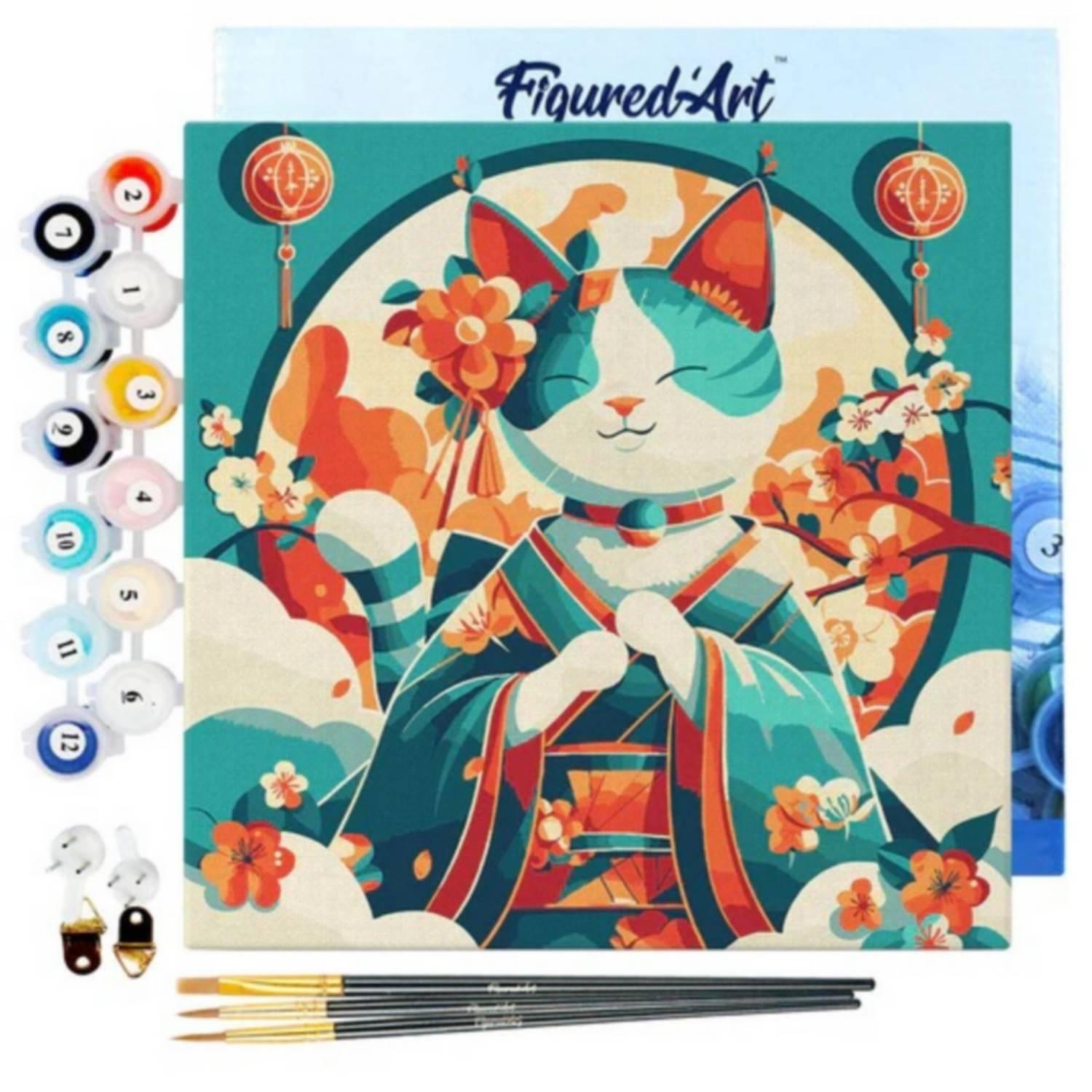 Mini Peinture au numéro - Chat princesse japonaise