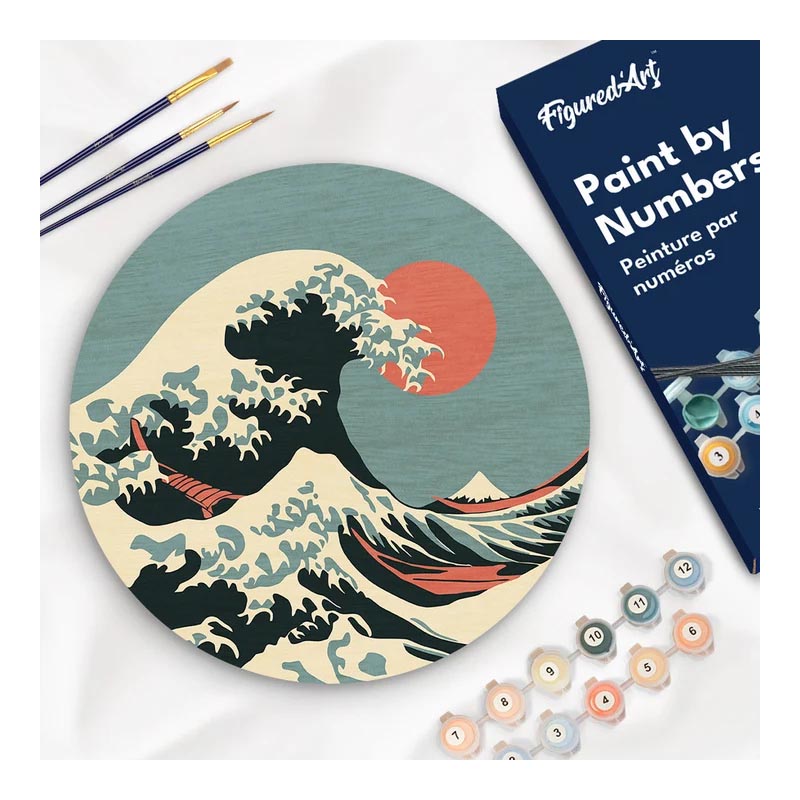 Peinture au Numéro sur disque en bois - La Grande Vague